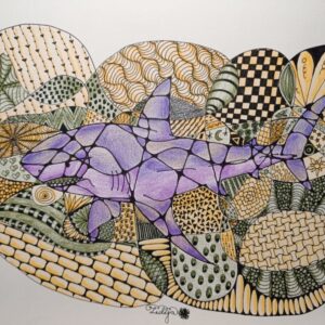 S tehniko fraktalne risbe je pobarvan morski pes.