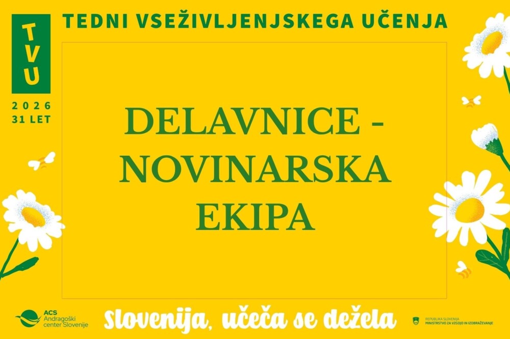 Napis na rumenem ozadju: Delavnice- novinarska ekipa