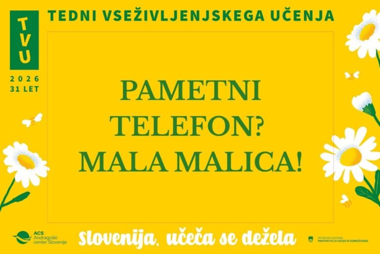 Napis na rumenem ozadju: Pametni telefon? Mala malica!