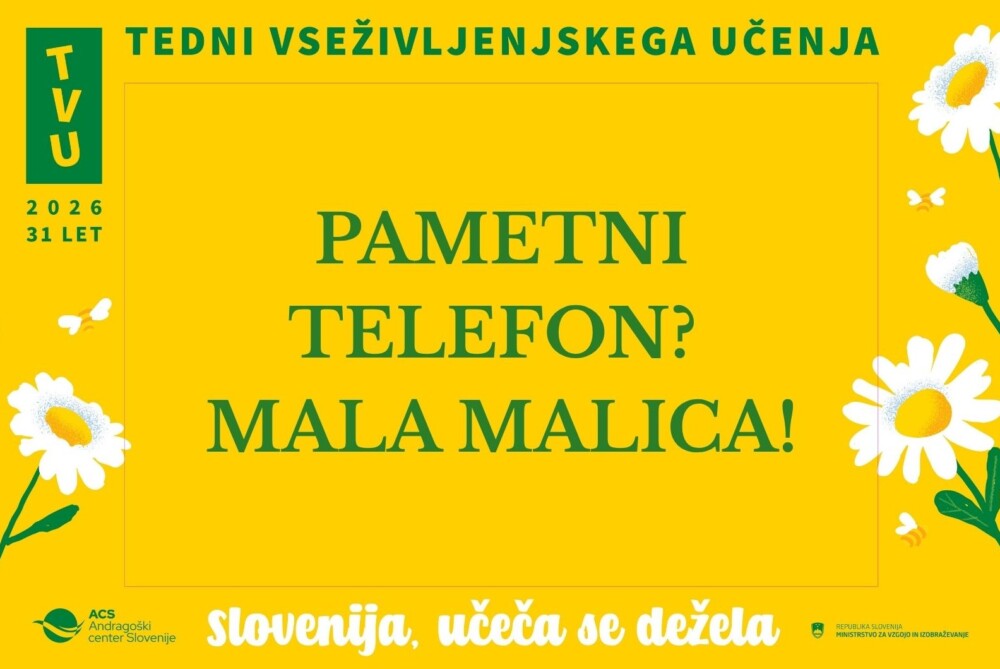 Napis na rumenem ozadju: Pametni telefon? Mala malica!