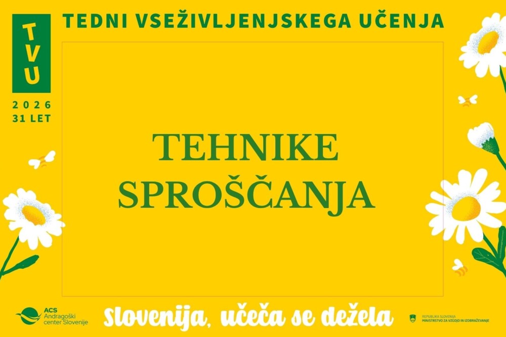 Napis na rumenem ozadju: Tehnike sproščanja.