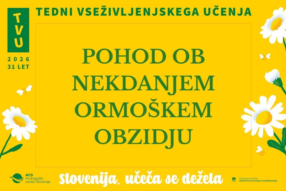 Napis na rumenem ozadju: Pohod ob nekdanjem ormoškem obzidju.