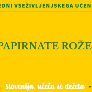 Napis na rumenem ozadju: Papirnate rože.