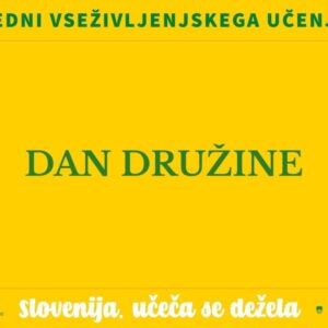 Napis na rumenem ozadju: Dan družine.