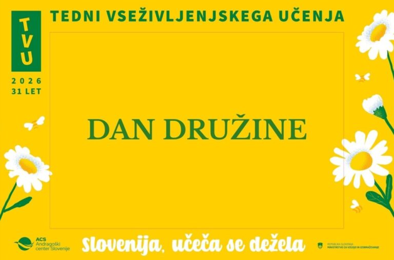 Napis na rumenem ozadju: Dan družine.